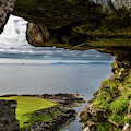 Scenic View Through Stone Window At Duntulm Castle At The Coast Of The Isle Of Skye In Scotland
